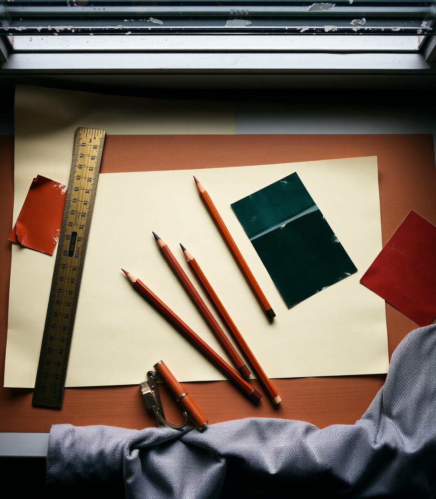 Theresa's workspace with design tools
